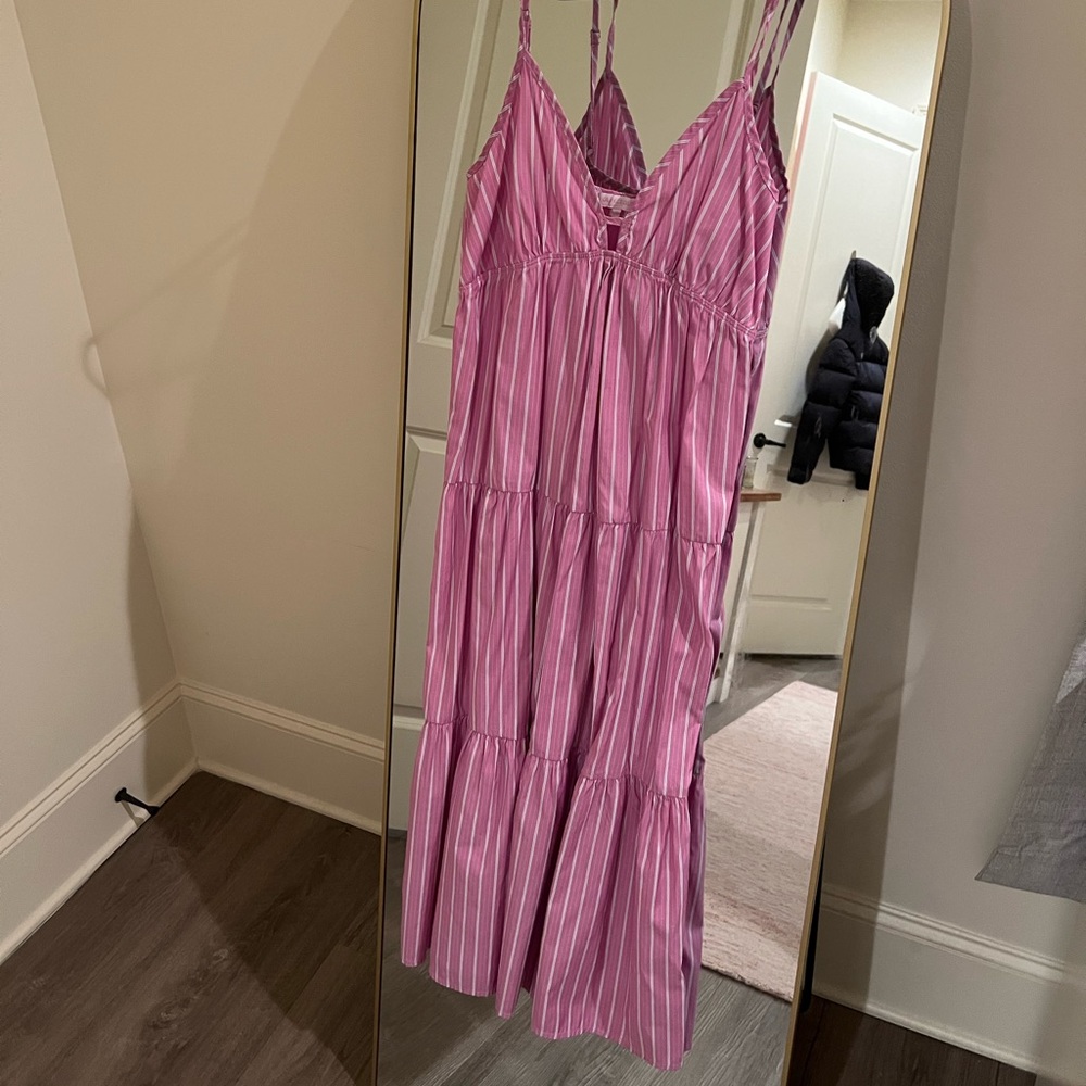 Pink striped maxi dress